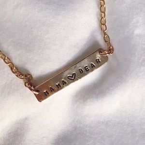 Handmade mama bear gold necklace